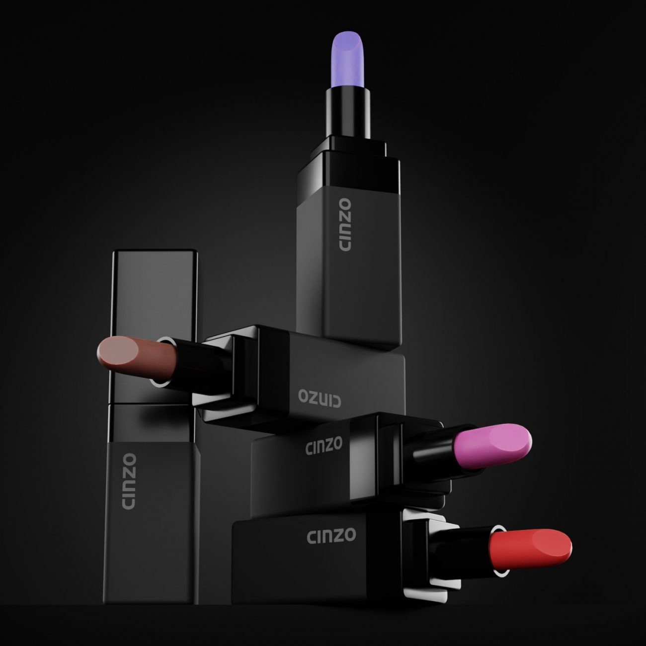 Black lipsticks collection - 3D rendering